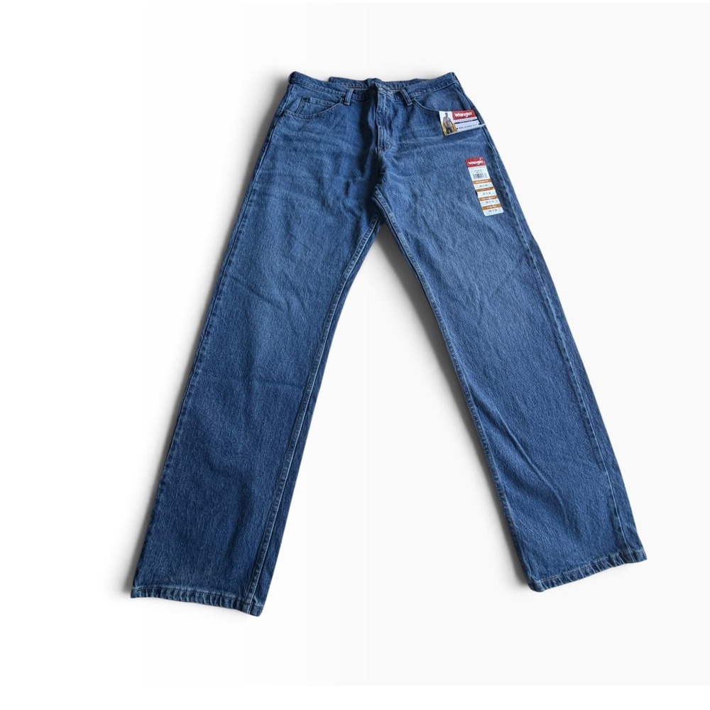 Wrangler Jeans Mens 34x34 Blue NEW Relaxed Fit Five Star Premium Stretch Denim
